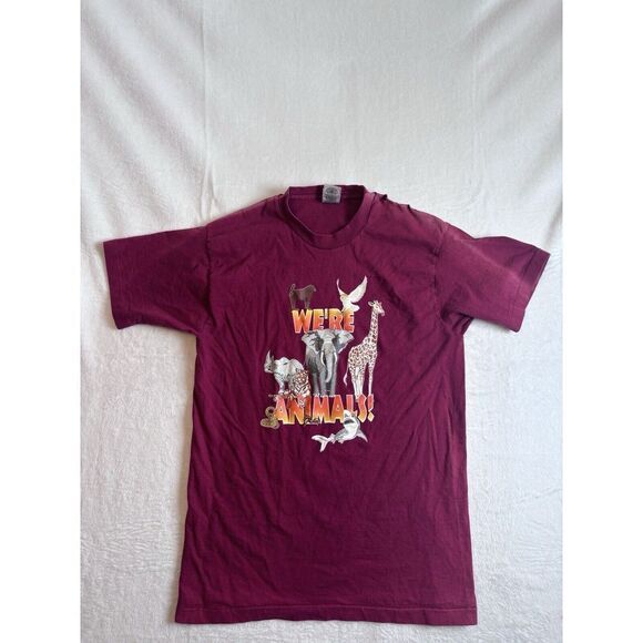 Fruit of the Loom Other - VTG Fruit of the Loom We're The Animals AZAD Short‎ Sleeve Shirt Distressed L *